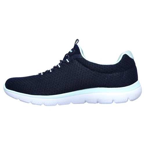 Skechers Donna Summits 12980 Scarpe da ginnastica, Navy Mesh/ Aqua Trim, 38.5 EU