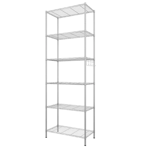 Offerta a tempo: Himimi - 6 mensole, Scaffale da cucina, in metallo, con ganci laterali, cromato, 54 x 29 x 160 cm,argento - 0.00% da 77.49 € a 77.49 €