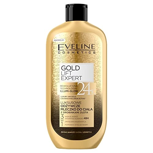 Zeitlich begrenztes Angebot: Eveline Cosmetics Gold Lift Expert Luxus Nährendes Körpermilch mit 24K Gold & Kaviar - Hydra Luxury Molecular Technology, 350 ML von 8.74 € auf 8.10 € (7% Rabatt)