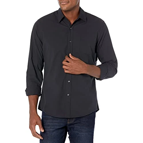 Oferta limitada: Amazon Essentials Camisa de Popelín de Manga Larga y Ajuste Entallado Hombre, Negro, M de 21.10 € a 21.10 € (ahorro 0.00%)