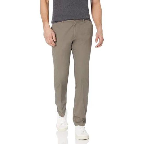 Offerta a tempo: Amazon Essentials Pantaloni Chino da Lavoro a Vestibilità Aderente Anti-Piega e Senza Pince Uomo, Tortora, 33W / 28L - 0.00% da 24.80 € a 24.80 €