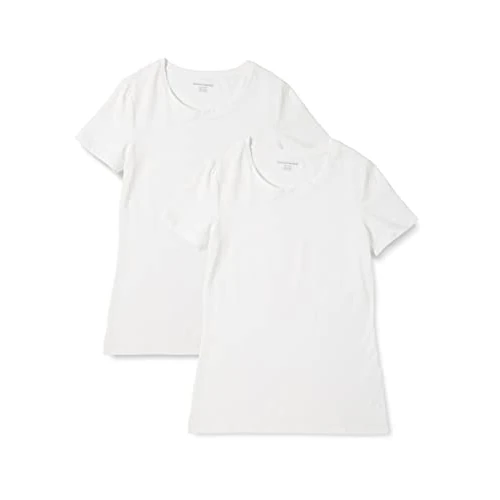 Limited-time offer: Amazon Essentials Women's Regular-Fit Short-Sleeve T-Shirt (Crewneck and V-Neck Options), Pack of 2, White, M from 15.70 GBP to 10.83 GBP (save 31%)