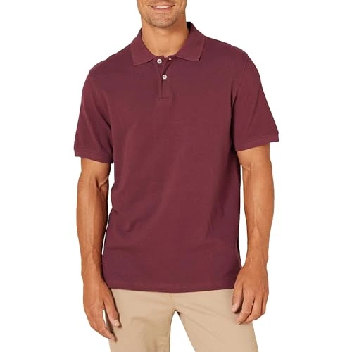 Amazon Essentials Men's Slim-Fit Cotton Pique Polo Shirt, Burgundy, XXL