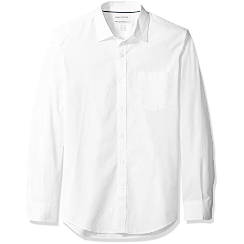 Offerta a tempo: Amazon Essentials Camicia in Popeline a Maniche Lunghe Slim Uomo, Bianco, S - 0.00% da 21.90 € a 21.90 €