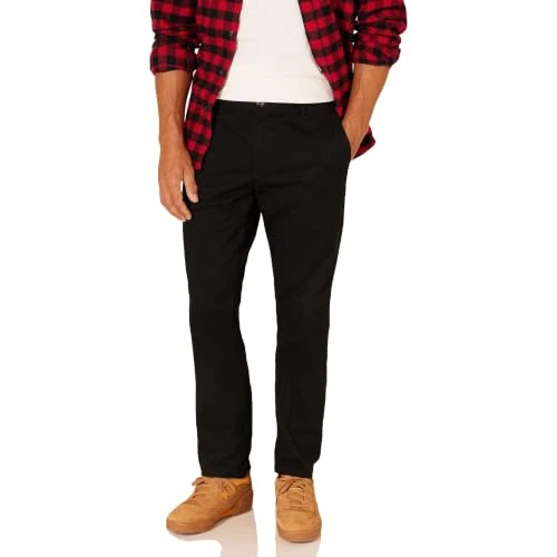 Offerta a tempo: Amazon Essentials Pantaloni Chino da Lavoro da Uomo Anti-Piega e Senza Pince, Vestibilità Aderente, Nero, 33W / 29L - 0.00% da 26.20 € a 26.20 €
