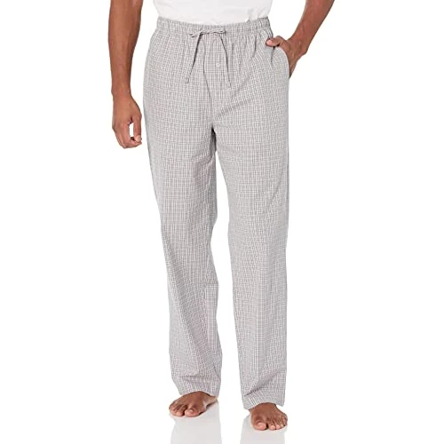 Limited-time offer: Amazon Essentials Men's Cotton Poplin Straight-Fit Pajama Pants with Pockets, Elastic Waist, Drawstring, Grey Plaid, X-Large from $17.10 to $17.10 (save 0.00%)