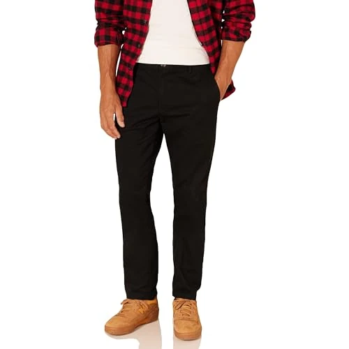 Limited-time offer: Amazon Essentials Men's Slim Fit Wrinkle-Resistant Flat-Front Work Chino Trouser, Black, 42W / 34L from 19.34 GBP to 13.47 GBP (save 30%)