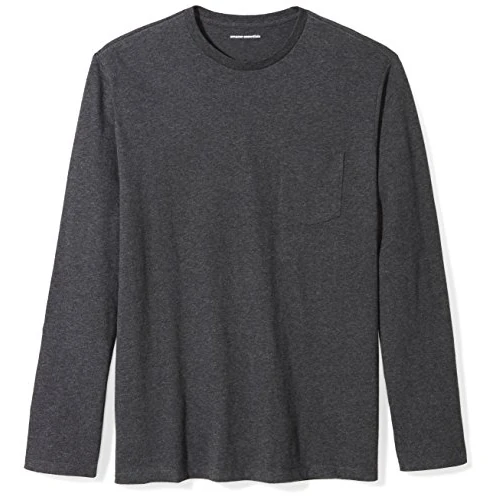 Amazon Essentials T-Shirt à Manches Longues Coupe Régulière Homme, Charbon Chiné, S