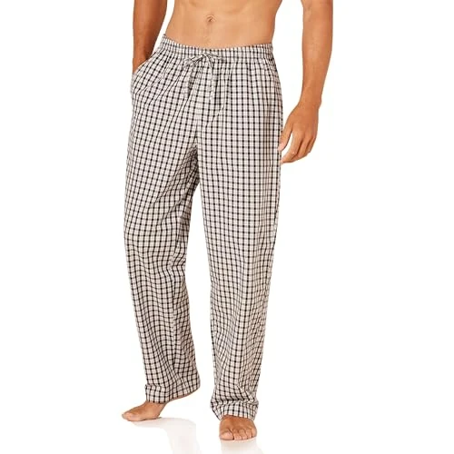 Oferta limitowana: Amazon Essentials Men's Spodnie piżamowe z tkaniny straight fit, Czarny Szary Kratka, XL z 84.30 zł na 84.30 zł (oszczędź 0.00%)