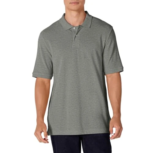 Offerta a tempo: Amazon Essentials Polo a Maniche Corte in Piqué di Cotone, Vestibilità Classica (Disponibile in Taglie Forti) Uomo, Medio Grigio Mélange, XS - 0.00% da 16.70 € a 16.70 €