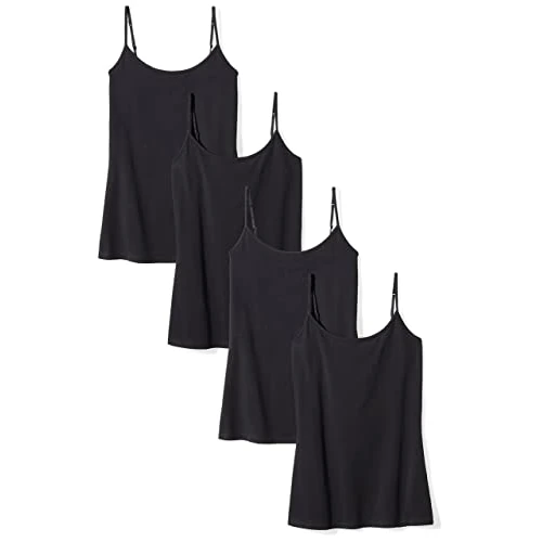 Amazon Essentials Camisola ajustada para mujer, paquete de 4, color negro, talla L