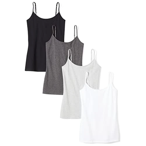 Oferta limitowana: Amazon Essentials Women's Koszulka slim fit, Pack of 4, Biały/Czarny/Jasnoszary wrzos/Karbonowy wrzos, S z 109.60 zł na 109.60 zł (oszczędź 0.00%)