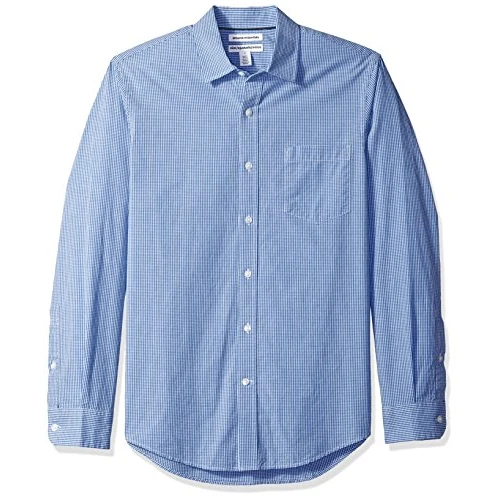 Tijdelijke aanbieding: Amazon Essentials Shirt met lange mouwen voor heren,Blauwe Mini/Gingham,XXL van 24.99 € naar 24.99 € (0.00% korting)