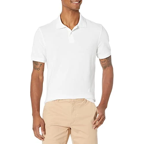 Offerta a tempo: Amazon Essentials Polo in piqué di Cotone Slim Uomo, Bianco, L - 25% da 16.99 € a 12.74 €