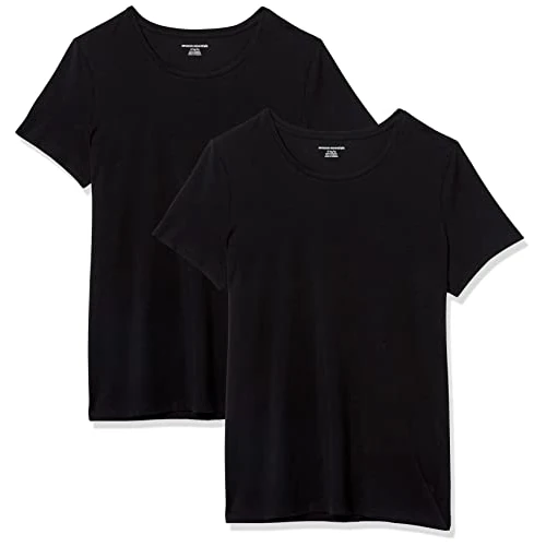 Zeitlich begrenztes Angebot: Amazon Essentials Damen T-Shirt mit kurzen Ärmeln und Rundhalsausschnitt in normaler Passform, 2er-Pack, Schwarz, XS-S von 19.90 € auf 15.80 € (21% Rabatt)