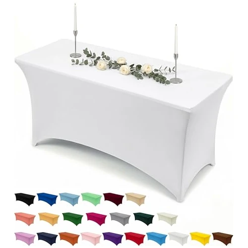 Offerta a tempo: Utopia Kitchen Tovaglia Estensibile [6 Piedi, 183 cm] Copritavolo in Poliestere e Spandex - Lavabile in Lavatrice e Resistente alle Pieghe per Eventi e Feste (Confezione da 1, Bianco) - 40% da 20.49 € a 12.29 €