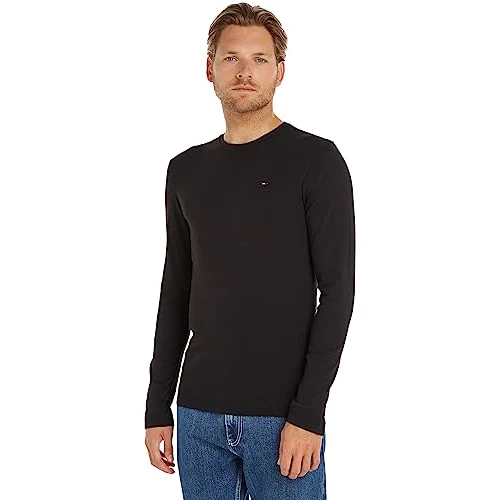 Limited offer: Tommy Jeans Men's Longsleeved Slim Fit T-Shirt, Black, XS from 34.90 EUR to 19.23 EUR (save 45%)