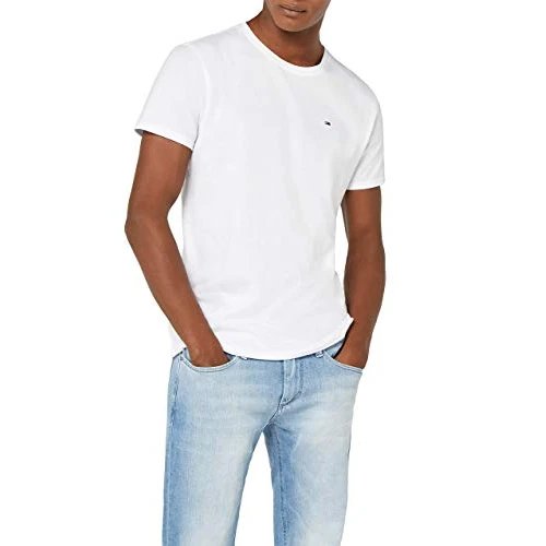 Tommy Jeans Men's Tjm Xslim Jersey Tee Dm0dm04411 S/S T-Shirt, White (Classic White 100), L