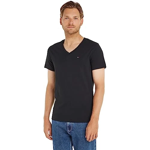 Limited-time offer: Tommy Jeans Men's Tjm Original Jersey V Neck Tee Dm0dm04410 T-Shirt, Black (Tommy Black 078), XL from 35.00 GBP to 16.33 GBP (save 53%)