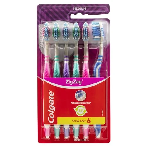 Limitiertes Angebot: Colgate Zahnbürste ZigZag, mittel, 6 Stück - Vorteilspack, Zahnbürste für Tiefenreinigung von 8.84 EUR auf 8.84 EUR (Spare 0%)
