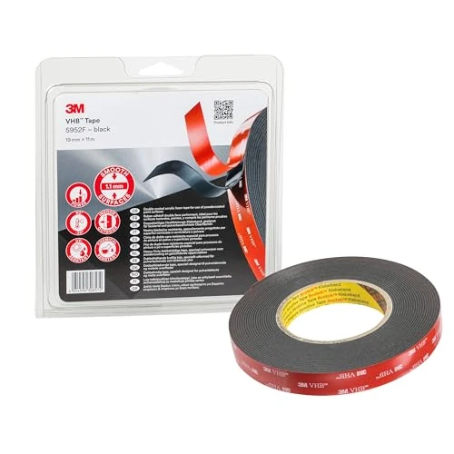 Offerta a tempo: 3M Nastri Adesivi Vhb ad Ottima Resistenza 5952F - Ottima Adesione Su Vernici A Polvere, Metalli, Vetro, Legno, Acrilico, Policarbonato, Abs - 19Mm X 11M, Nero, Spessore: 1.1Mm (1 Pezzo) - 23% da 45.35 € a 34.99 €