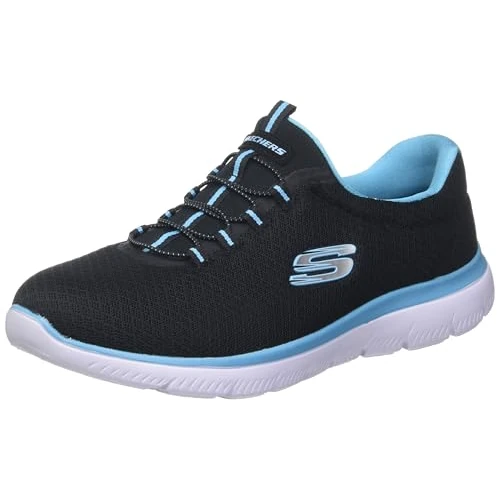 Offerta a tempo: Skechers Donna Summits 12980 Scarpe da ginnastica, Black Mesh/ Turquoise Trim, 40 EU - 25% da 69.95 € a 52.64 €