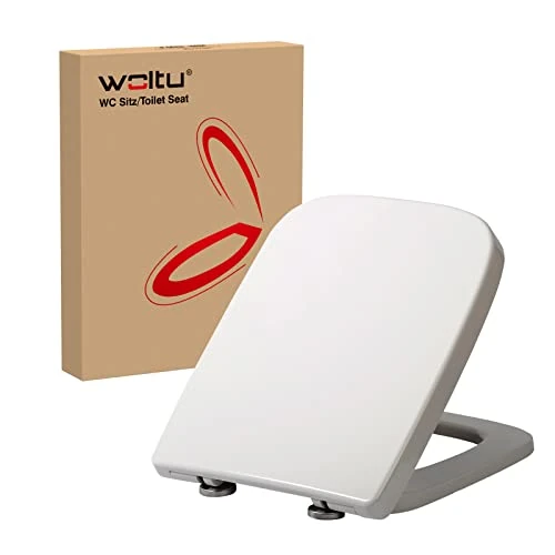 Offerta a tempo: WOLTU Copriwater in Duroplast Sedile Copri WC Chiusura Ammortizzata Soft Close Bianco Forma Quadrata - 0.00% da 47.99 € a 47.99 €