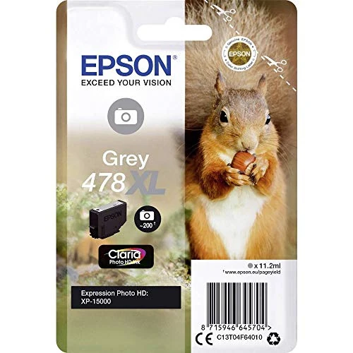 Epson 478 Serie Scoiattolo, Cartuccia originale getto d'inchiostro Claria Photo HD, Formato XL, Grigio