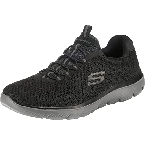Skechers Mężczyźni Summits 52811 Trampki, Black Mesh/Charcoal Trim, 48.5 EU