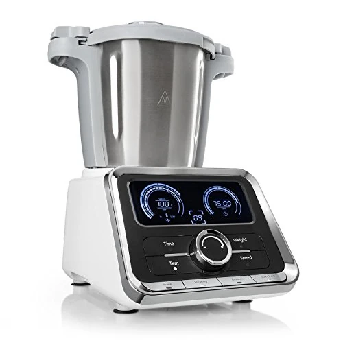 Zeitlich begrenztes Angebot: Klarstein GrandPrix - Küchenmaschine Multifunktional, Küchenmaschine mit Fleischwolf, Rührmaschine mit Kochfunktion, 500-1000 W, 2,5L Edelstahlschüssel, 30-120°C einstellbar, silber von 258.47 € auf 258.47 € (0.00% Rabatt)