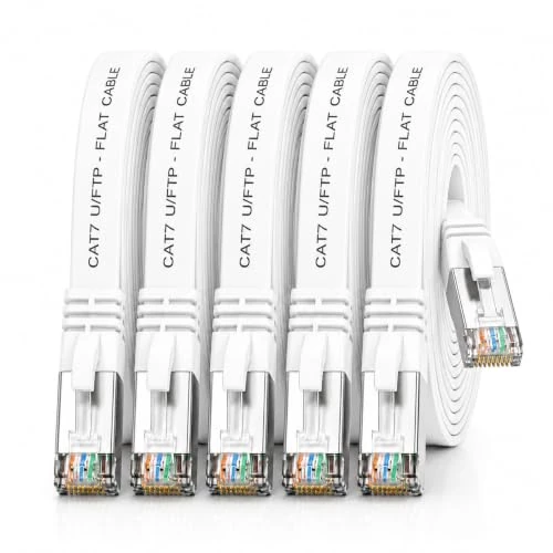 Limited-time offer: 1aTTack.de Cat.7 Gigabit Ethernet LAN Flat Ribbon Cable (RJ45), Network Cable, Raw Cable, (10 Gbit/s) Installation Cable, Flat Slim Compatible with Cat. 5 - CAT. 5e - CAT. 6 White - 5 Pieces 10m from $109.91 to $109.91 (save 0.00%)