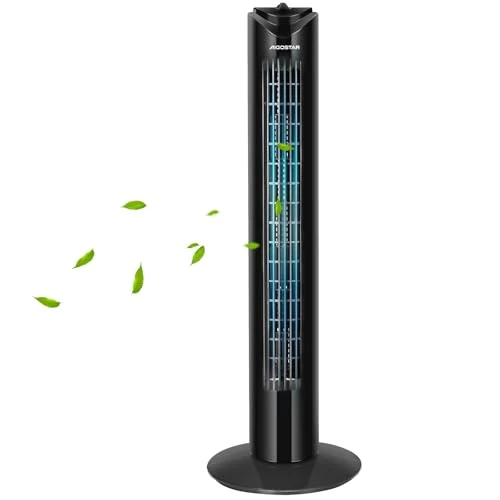 Offerta a tempo: Aigostar Ventilatore a torre con 3 impostazioni di velocità, Timer con autospegnimento, 45 W, Ventole oscillanti a 70°, Ventilatore portatile salvaspazio senza pale da pavimento - 10% da 49.99 € a 44.99 €