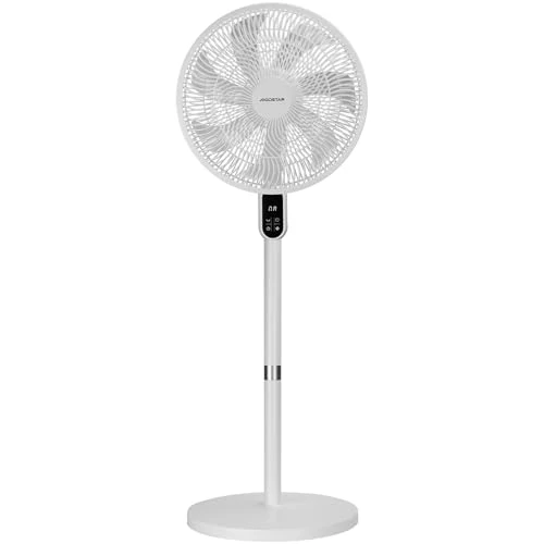 Offerta a tempo: Aigostar Ventilatore a Piantana Silenzioso con 7 Pale, Telecomando, Timer 12H, 3 Velocità e Modalità, Base Circolare Ultra Stabile, Altezza Regolabile 91/125cm, 50W, per Casa e Ufficio, Bianco - 5% da 58.98 € a 56.03 €