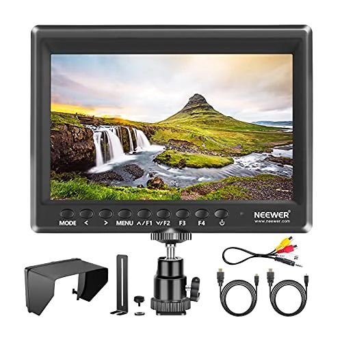 Offre limitée : NEEWER Moniteur Terrain IPS 7 Pouces F100 1280×800 HD Vidéo | Entrée HDMI 1080p,Pare-Soleil,Tête Sphérique,Stabilisateur Main,Pile Non Fournie de 123.99 € à 123.99 € (0.00% de remise)