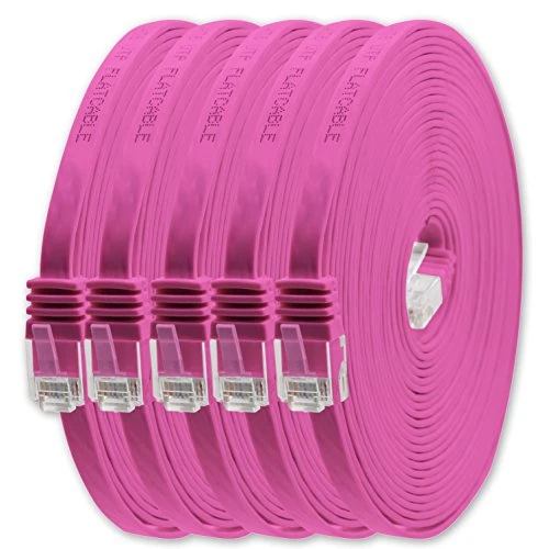 Limited-time offer: 1aTTack.de 1m - Magenta - 5 Pieces - Cat.6 Flat Network Cable Cat6 Ultra Cat6 Patch Cable 1000 Mbps Gigabit LAN RJ45 Slim Micro Compatible with Cat5 Cat56 Cat6a Cat7 Cat8 from $29.62 to $29.62 (save 0.00%)