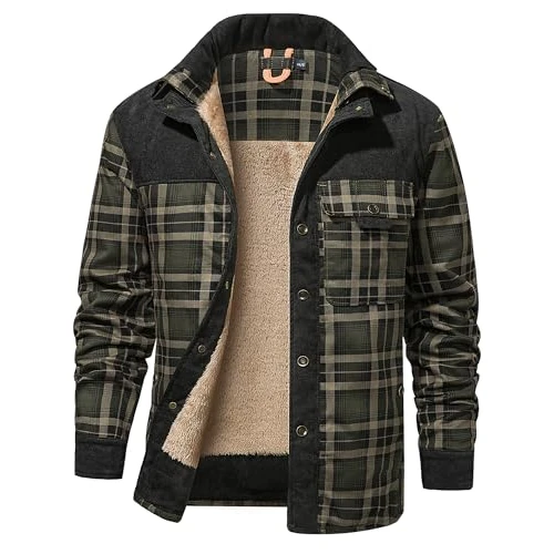Offerta a tempo: Mr.Stream Camicia da Uomo in Stile Casual da Boscaiolo Plaid Flanella A Quadri Camicia Imbottita da Lavoro di Cotone Cappotto Invernale 3251 Green M - 15% da 78.90 € a 67.06 €