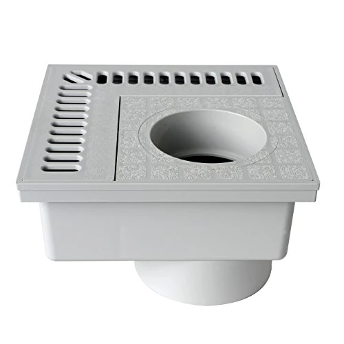 First Plast CHAN20G Chiusino Sifonato ad Angolo in PVC, Grigio, 200 x 200 mm