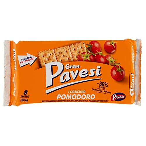 Offerta a tempo: Gran Pavesi Cracker al Pomodoro, Senza Olio di Palma - 8 pacchetti (280g) - 66.67% da 4.17 € a 1.39 €