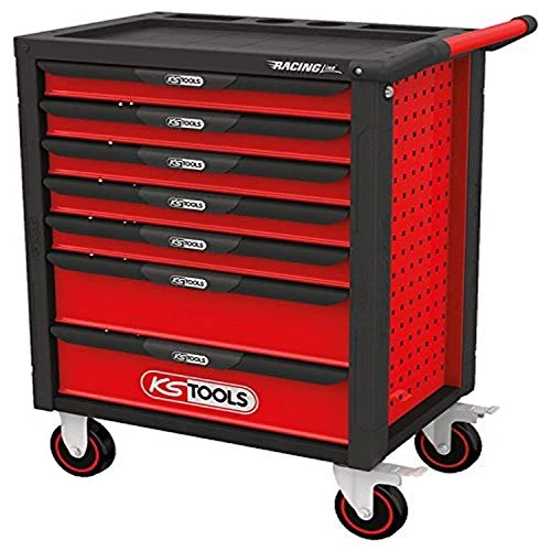 KS Tools 826.7515 RACINGline ZWART/ROOD gereedschapswagen met 7 laden en 515 premium gereedschappen
