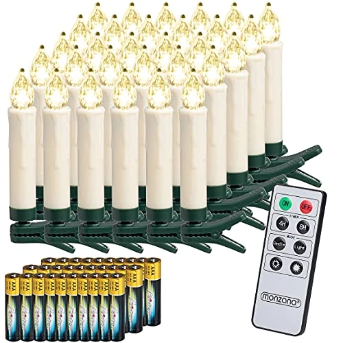 Offerta a tempo: Deuba® Set 30 Candele a LED Albero di Natale Luce Bianca Batteria Wireless con Timer e Telecomando Lucine Natalizie - 36% da 54.95 € a 34.99 €