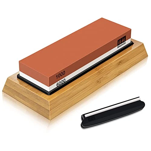 Limited-time offer: SHAN ZU Sharpening Stone, Whetstone with Angle Guide Non-Slip Bamboo Base grit 1000/6000 Knife Sharpeners, Professional 2-in-1 Wetstone from 30.98 GBP to 19.86 GBP (save 36%)