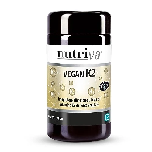 Offerta a tempo: NUTRIVA Vegan K2, Integratore Alimentare a Base di Vitamina K2 da Fonte Vegetale, Utile per il Benessere delle Ossa, 100% Naturale e Vegano - 30 Compresse — 38% da 24,00 € a 14,92 €