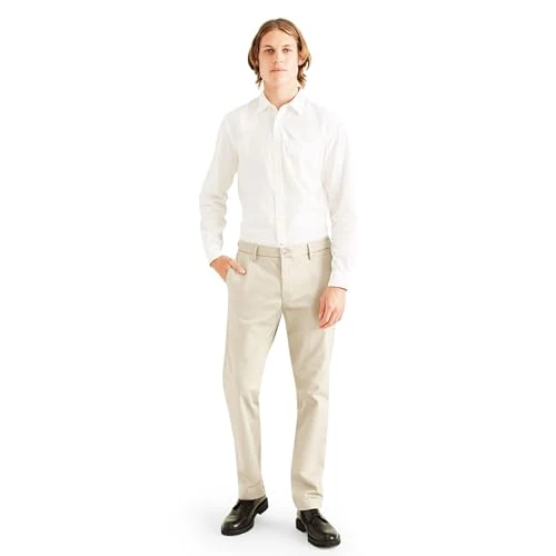 Dockers Men's Slim Fit Signature Khaki Lux Cotton Stretch Pants D1, Cloud, 36 34