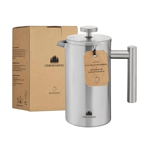Tijdelijke aanbieding: Groenenberg French Press cafetière rvs | 0,35-1 liter | french press thermo | Cafetière dubbelwandig metaal | Coffee maker incl. reservefilters | Coffee Press van 39.99 € naar 33.99 € (15% korting)
