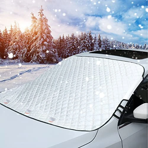 Tevlaphee Protege Pare Brise Givre, Protection Pare Brise Hiver, Couverture Pare Brise Voiture, 3 Magnétique, Universelle pour Voiture Anti Givre, Neige, Glace, Pluie et Soleil, Repliable, 197x128cm