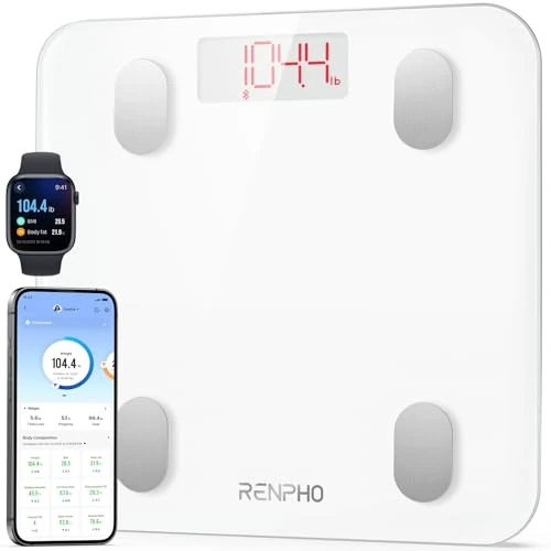Offre limitée : RENPHO Balance Pese Personne de Haute Précision 180kg, Pese Personnes Bluetooth Balance Connectée avec App, 13 Analyses de la Composition Corporelle, Piles incluses de 27.01 EUR à 19.99 EUR (remise 26%)