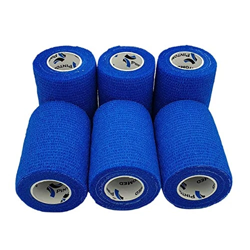 Offerta a tempo: PintoMed - Bendagio Coesivo - BLU - garza elastica, 6 rotoli x 7.5 cm x 4.5 m autoadesiva flessibile bende, qualità professionale, primo soccorso - Sports Wrap Cohesive Bandage - 0.00% da 9.99 € a 9.99 €