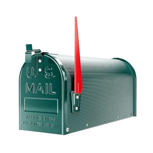 Offerta a tempo: Wiltec Cassetta postale americana in acciaio zincato verde con materiale di montaggio - 6% da 51.99 € a 48.99 €