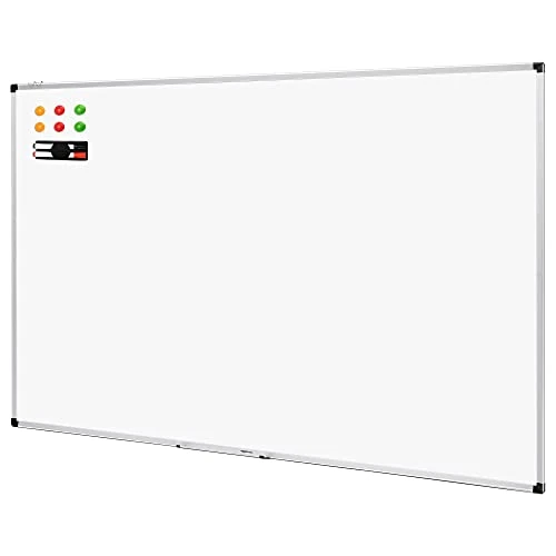 Amazon Basics - Lavagna bianca, cancellabile a secco, con supporto porta-pennarelli e bordi in alluminio, 180 cm x 120 cm