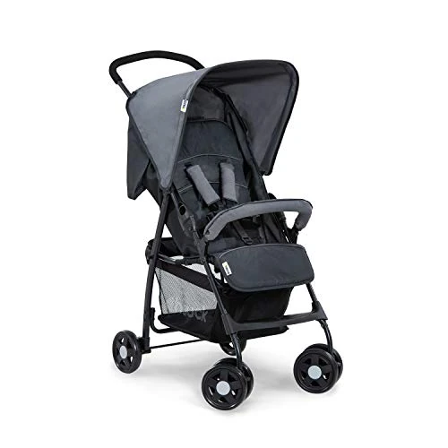 hauck Lightweight Pushchair Sport, Compact Folding, Fully Reclining, Lie-Flat Position from Birth, XL Shopping Basket, Sun Canopy, Up to 18 kg (Grey)